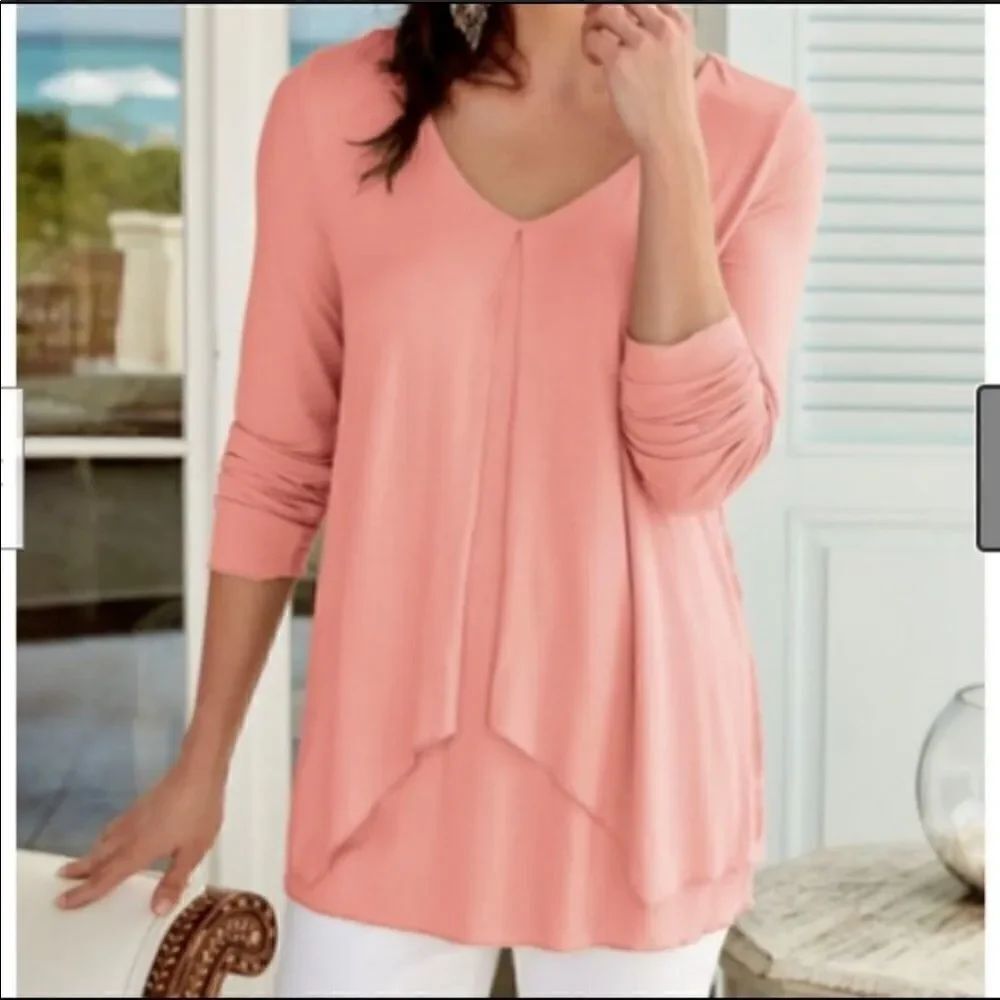 SOFT SURROUNDINGS Coral Lilac Knit Tunic-S